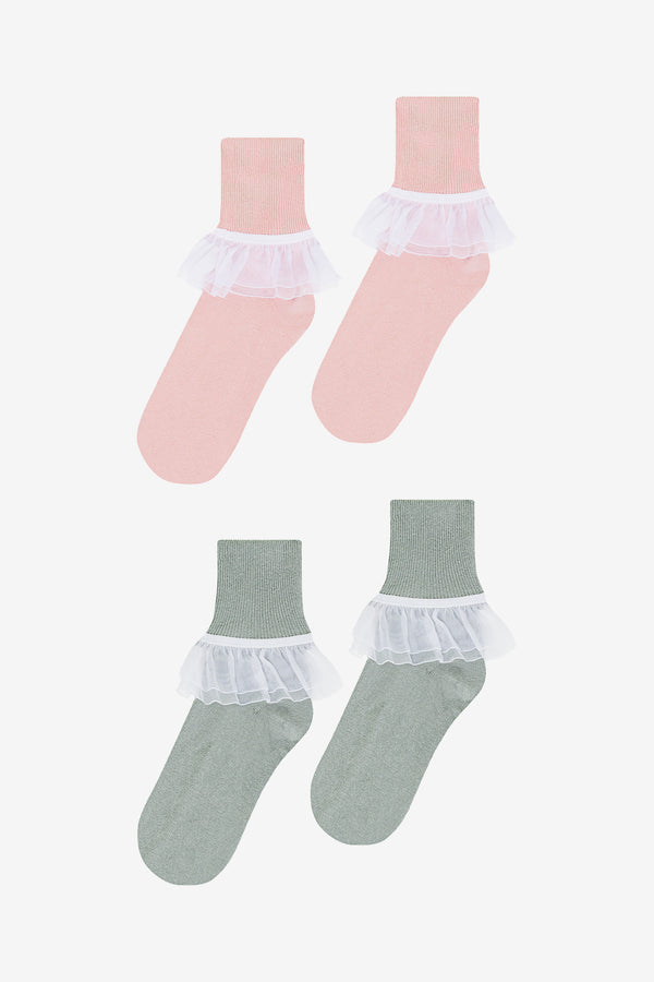 los angeles apparel 2-Pack Girly Lace Ankle Sock