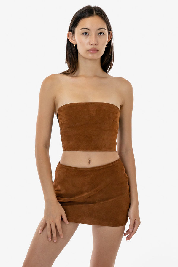 los angeles apparel 2 Tone Suede Ottoman Tube Top