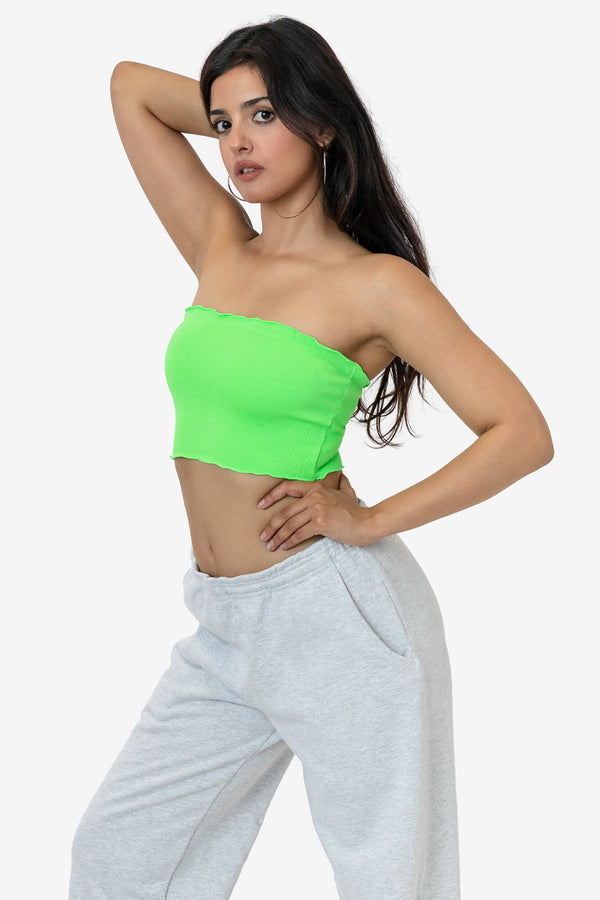 Los Angeles Apparel 2x1 Lettuce Cropped Tube Top