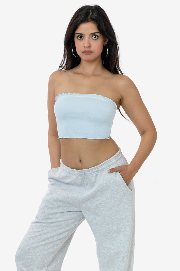 Los Angeles Apparel 2x1 Lettuce Cropped Tube Top