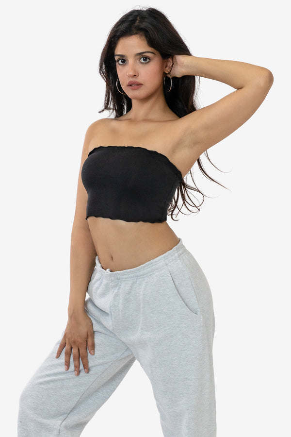 los angeles apparel 2x1 Lettuce Cropped Tube Top