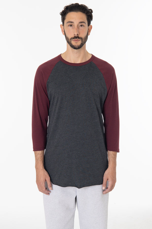 Los Angeles Apparel 3/4 Sleeve Poly Cotton Raglan