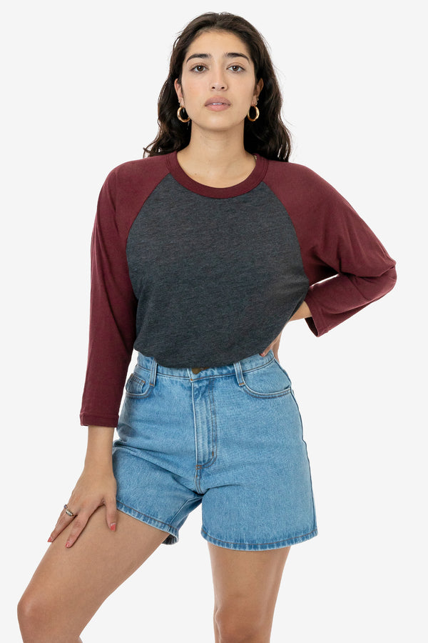 Los Angeles Apparel 3/4 Sleeve Poly Cotton Raglan