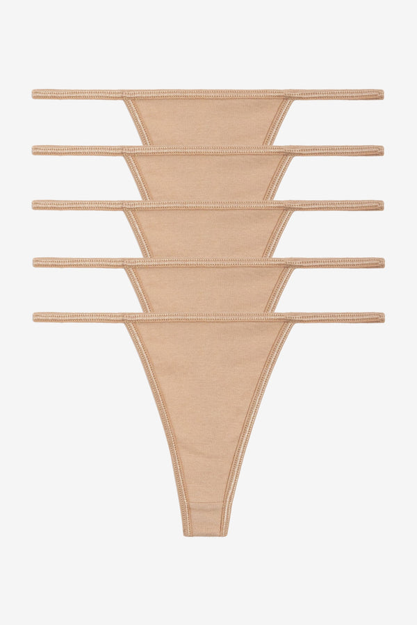 Los Angeles Apparel 5 Pack Baby Rib Thong