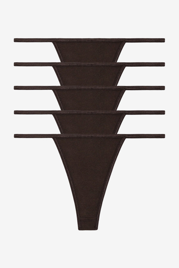 Los Angeles Apparel 5 Pack Baby Rib Thong