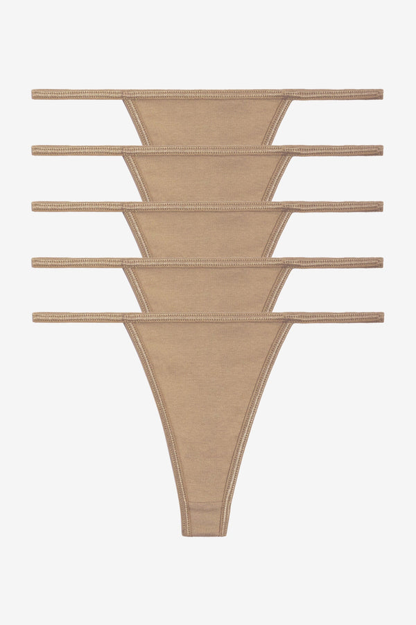 Los Angeles Apparel 5 Pack Baby Rib Thong