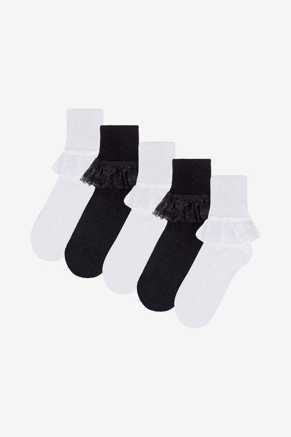 los angeles apparel 5-Pack Girly Lace Ankle Sock