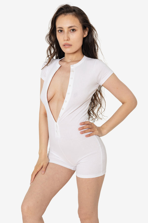 Los Angeles Apparel Baby Rib Button Front Romper