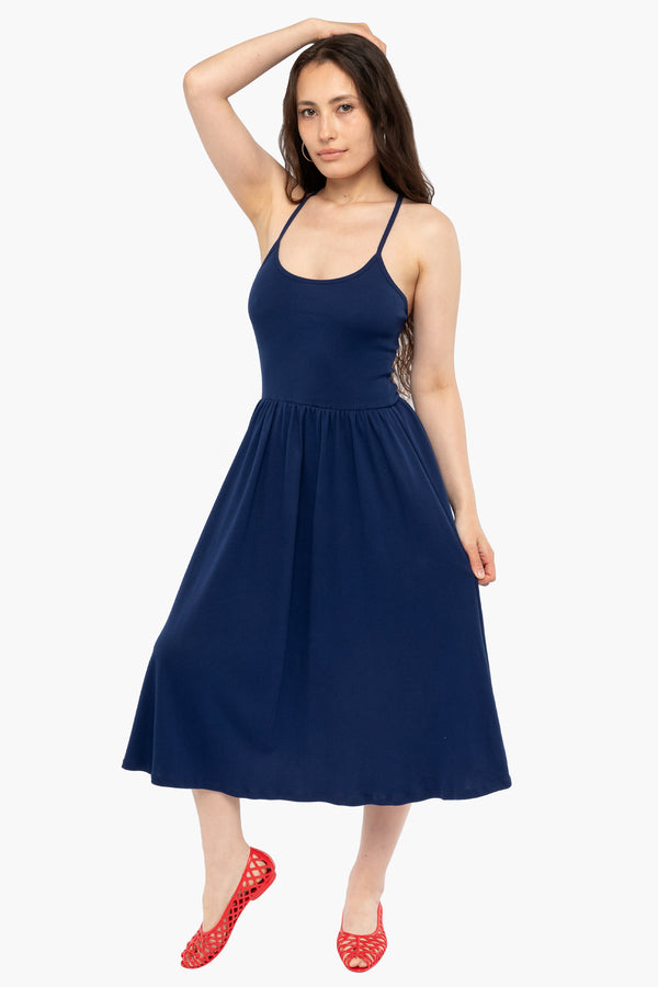 Los Angeles Apparel Baby Rib Cross Back Midi Dress