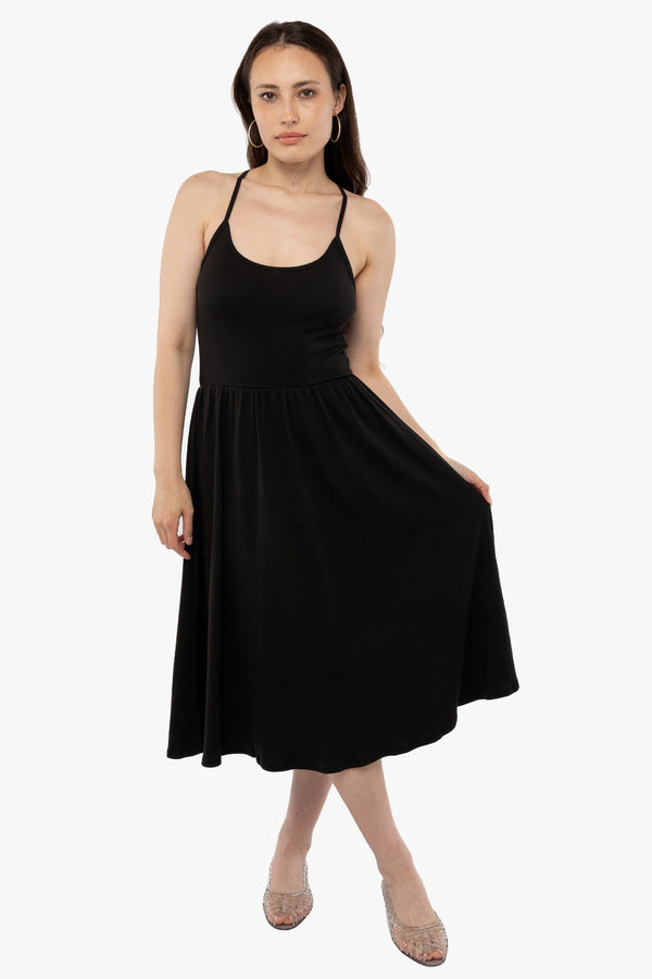 Los Angeles Apparel Baby Rib Cross Back Midi Dress