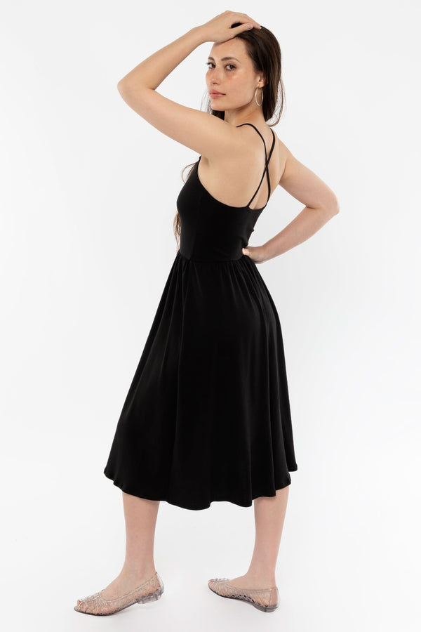 Los Angeles Apparel Baby Rib Cross Back Midi Dress