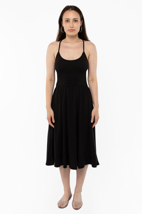 los angeles apparel Baby Rib Cross Back Midi Dress