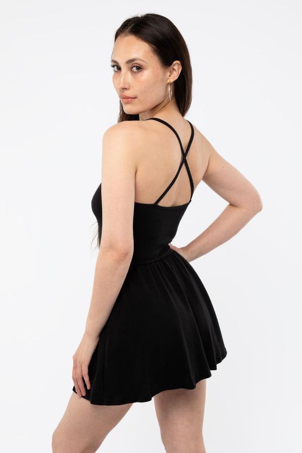 Los Angeles Apparel Baby Rib Cross Back Mini Dress