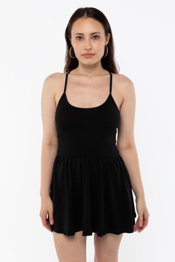 los angeles apparel Baby Rib Cross Back Mini Dress