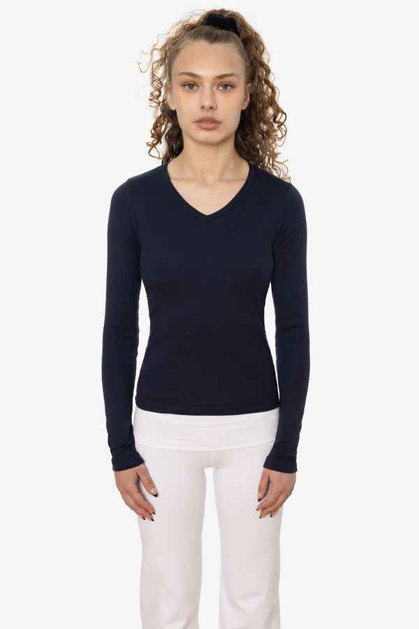 Los Angeles Apparel Baby Rib L/S V-Neck Tee