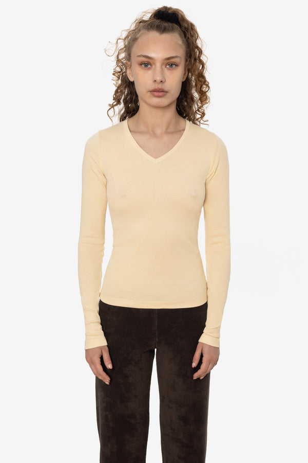 Los Angeles Apparel Baby Rib L/S V-Neck Tee