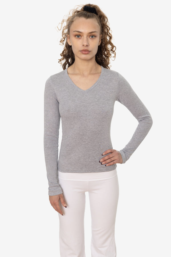 Los Angeles Apparel Baby Rib L/S V-Neck Tee