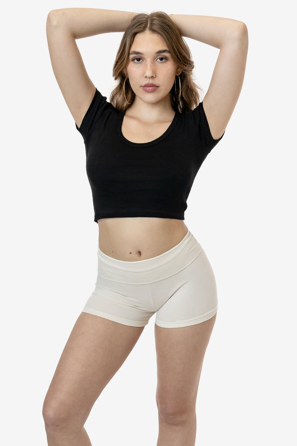 los angeles apparel Baby Rib Scoopneck Crop Top