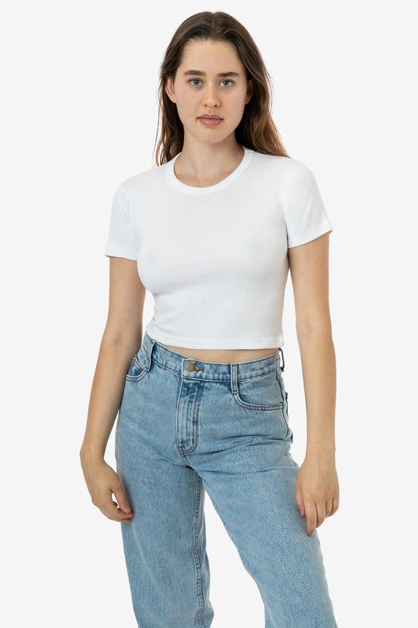 Los Angeles Apparel Baby Rib Short Sleeve Crop Tee