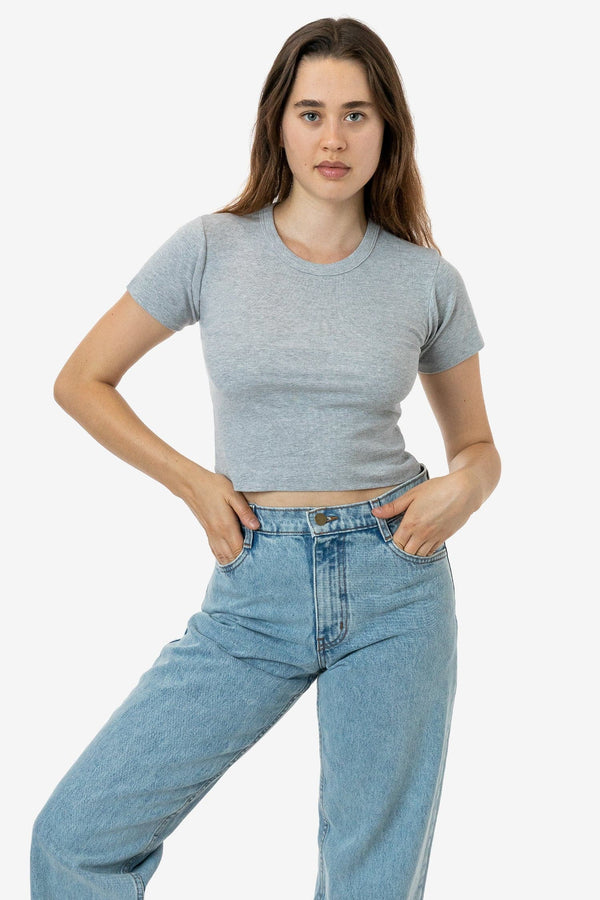 Los Angeles Apparel Baby Rib Short Sleeve Crop Tee
