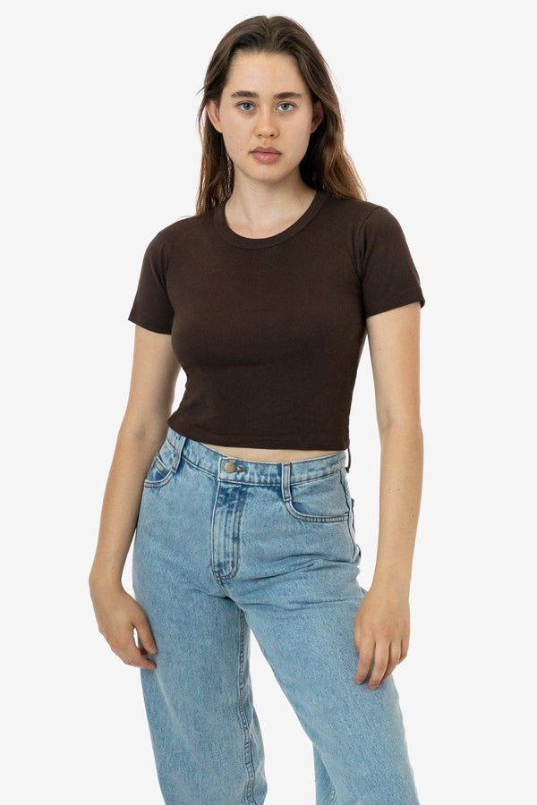 Los Angeles Apparel Baby Rib Short Sleeve Crop Tee