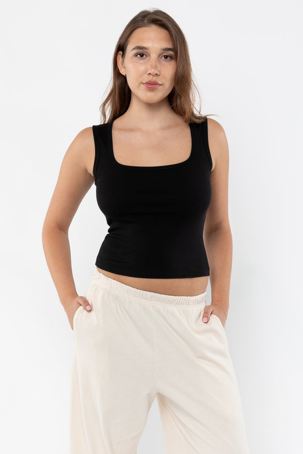 Los Angeles Apparel Baby Rib Square Neck Tank Top