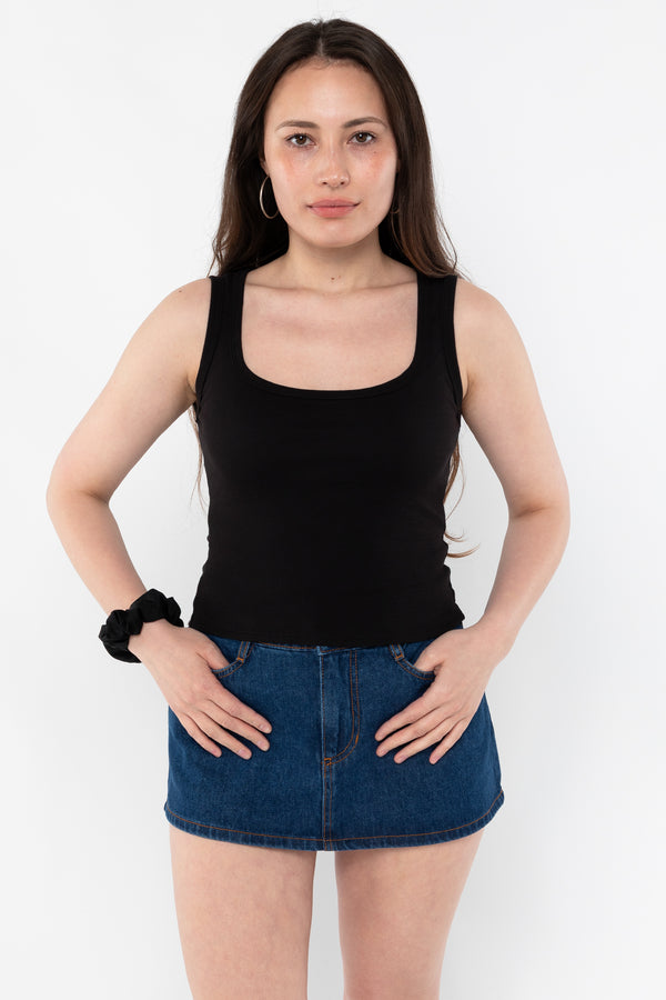 los angeles apparel Baby Rib Square Neck Tank Top