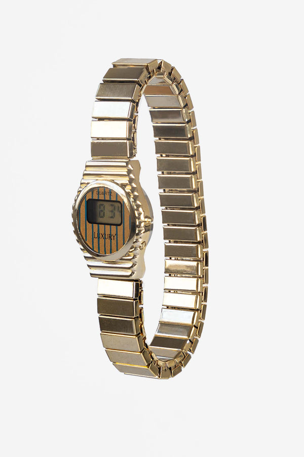 los angeles apparel Blue Stripe Gold Watch