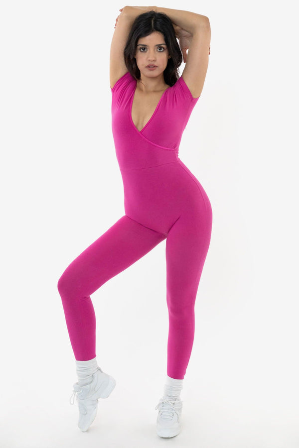 Los Angeles Apparel Cap Sleeve Crossfront Unitard