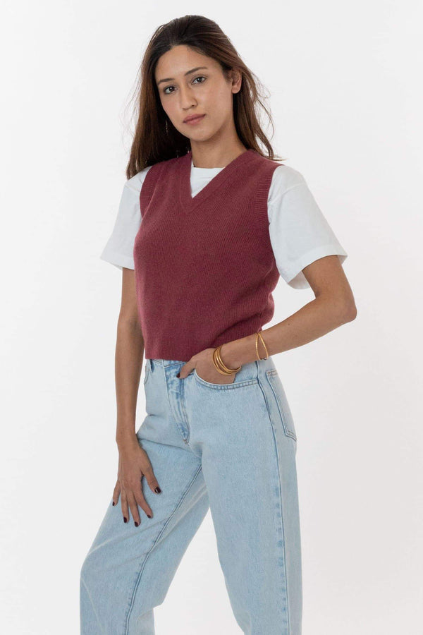 Los Angeles Apparel Cashmere Knit V-Neck Vest