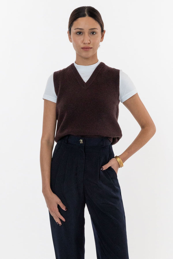 los angeles apparel Cashmere Knit V-Neck Vest