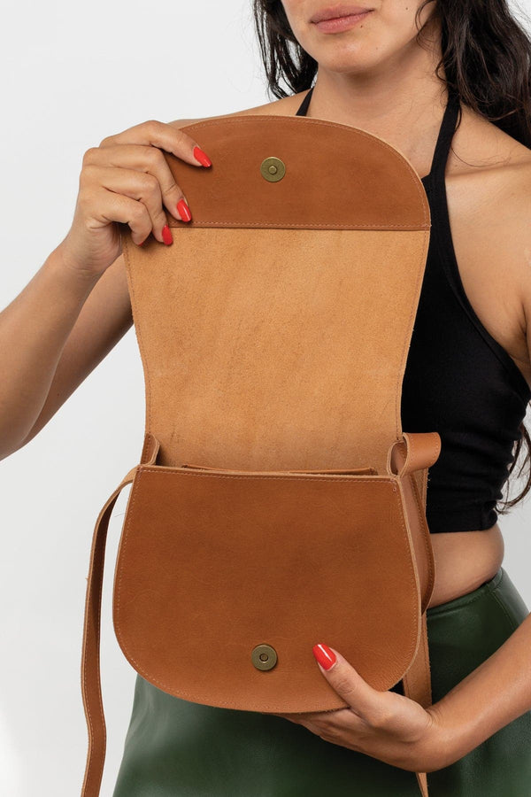 Los Angeles Apparel Classic Leather Saddle Bag