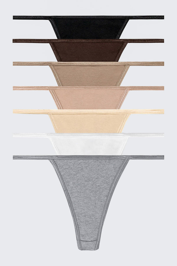 Los Angeles Apparel Contrast Baby Rib Thong 7-Pack