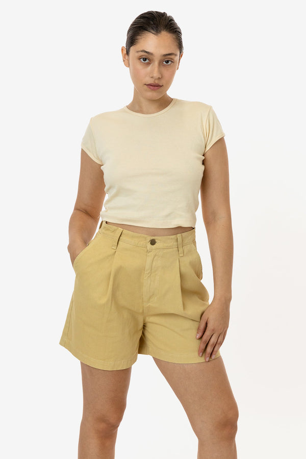 Los Angeles Apparel Cotton Twill Pleated Short