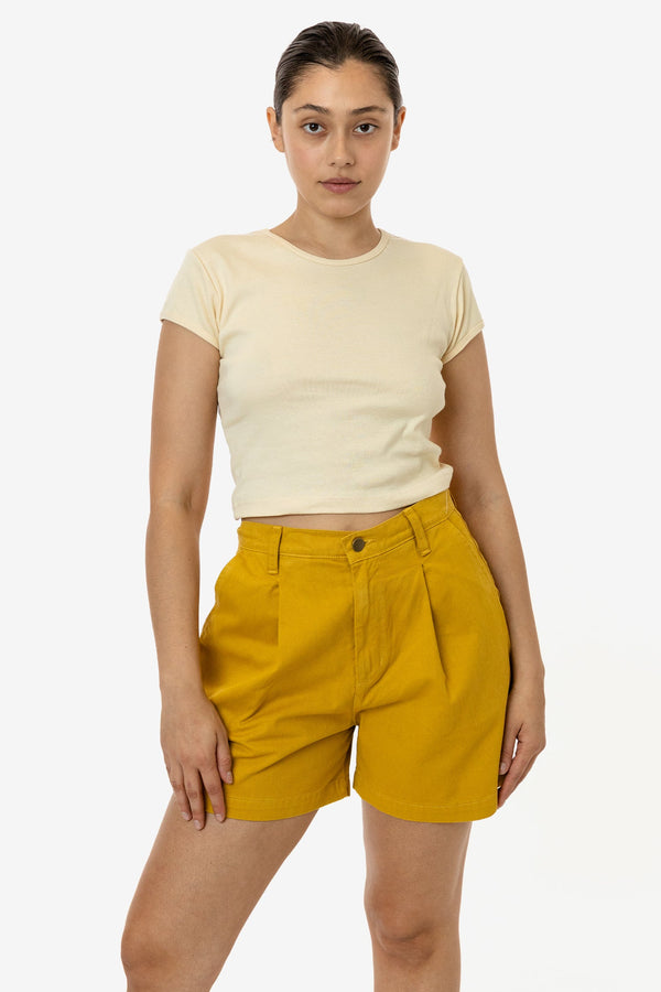 los angeles apparel Cotton Twill Pleated Short