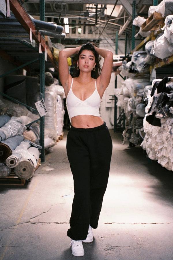 Los Angeles Apparel Crossover Wrap Crop Top