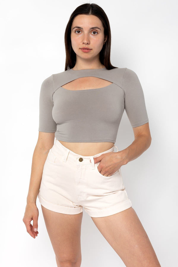 Los Angeles Apparel Cut Out Crop Top
