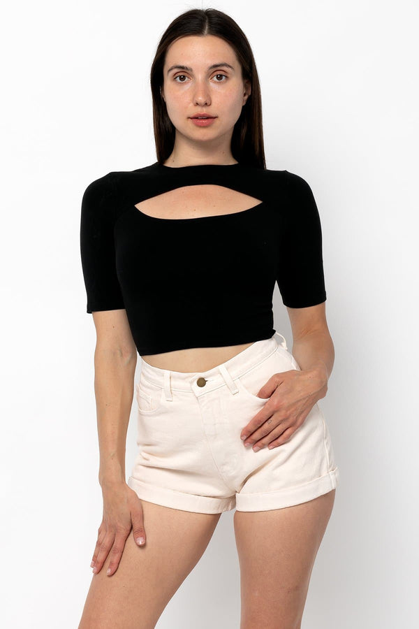 los angeles apparel Cut Out Crop Top