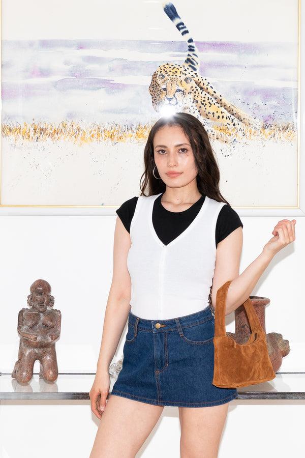 Los Angeles Apparel Denim Micro Mini Skirt