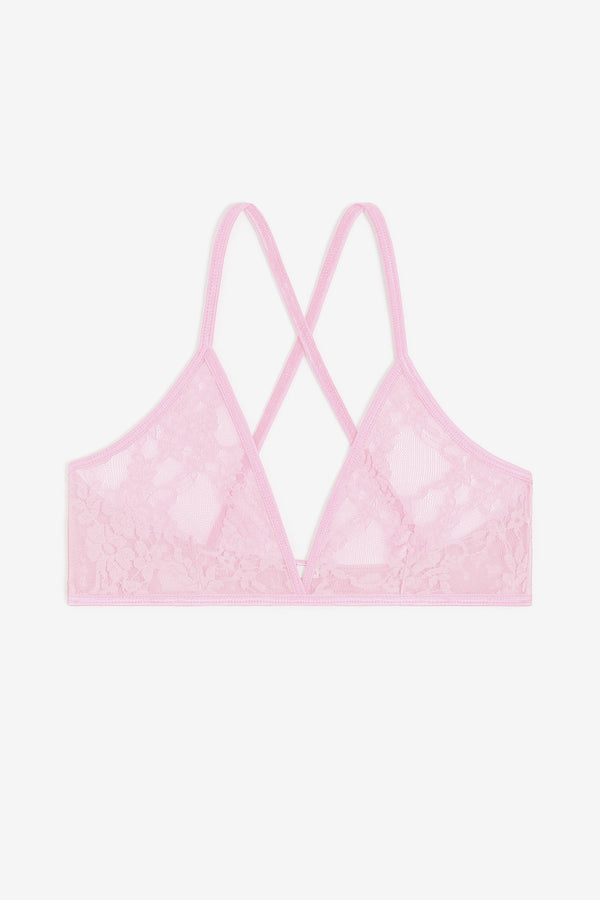 Los Angeles Apparel Floral Lace Crossback Bra