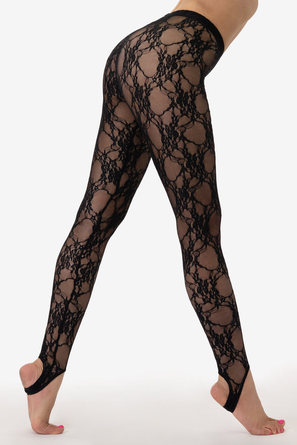 Los Angeles Apparel Floral Lace Stirrup Legging