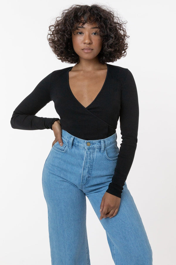 los angeles apparel Heavy 2x1 Rib Wrap Top