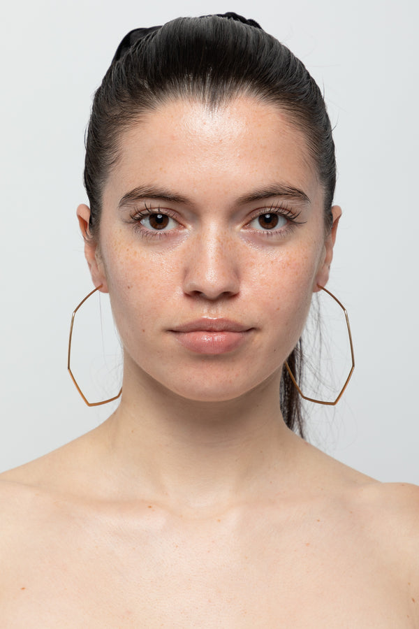 Los Angeles Apparel Hexagon Post Hoop Earrings