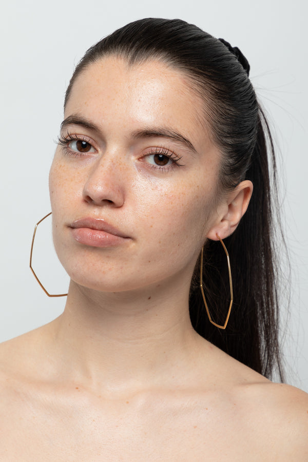 Los Angeles Apparel Hexagon Post Hoop Earrings