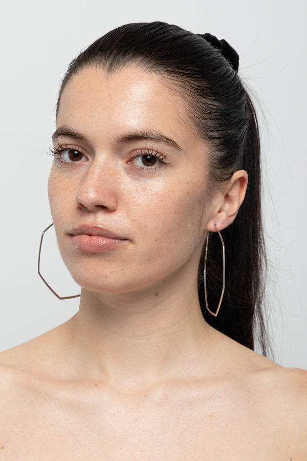 Los Angeles Apparel Hexagon Post Hoop Earrings