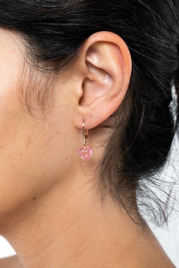 Los Angeles Apparel Jelly Heart Drop Earrings