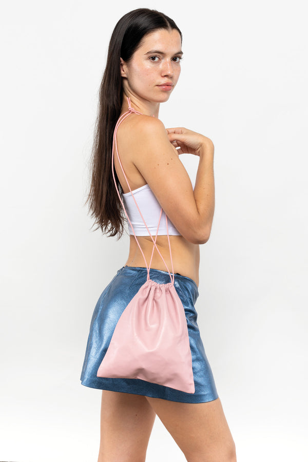 Los Angeles Apparel Lambskin Drawstring Bag