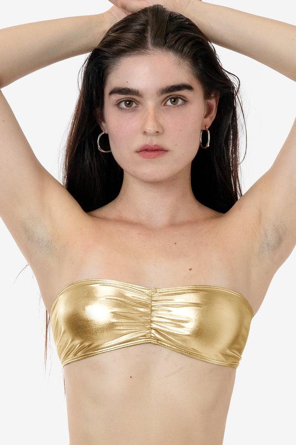 Los Angeles Apparel Lamé Ruched Tube Bra