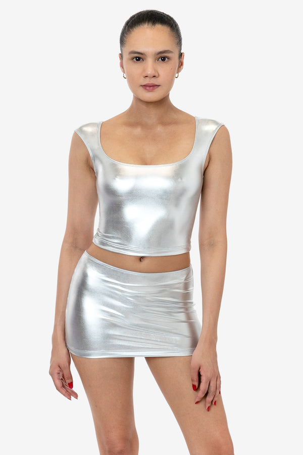 Los Angeles Apparel Lamé Squareneck Tank Top