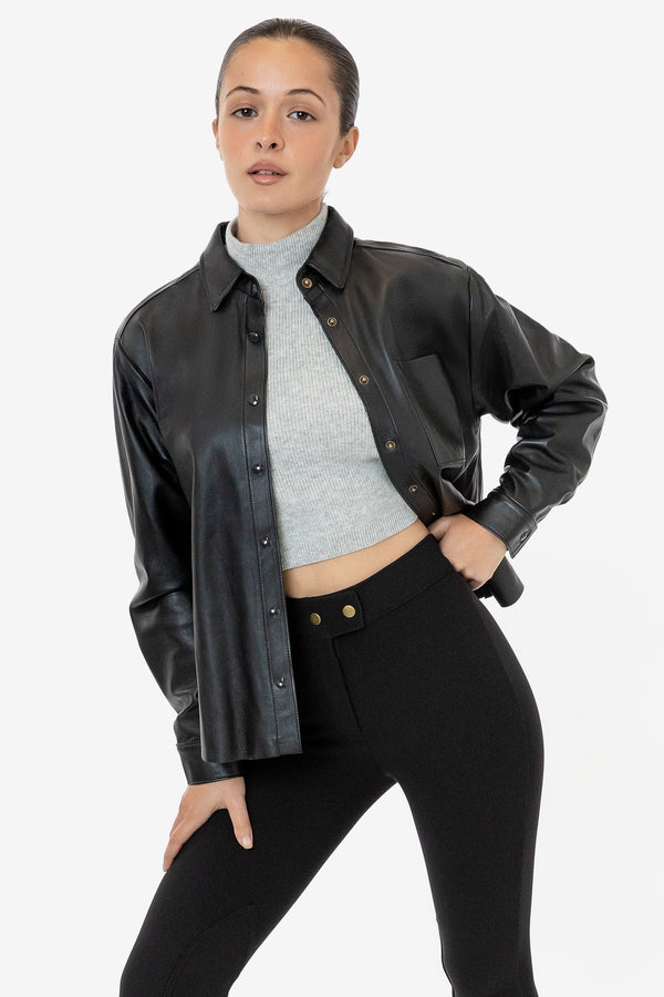 los angeles apparel Leather Button Up